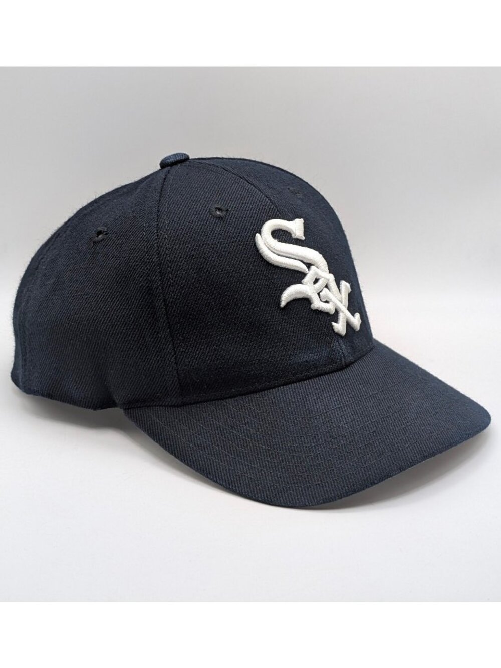 Chicago White Sox Logo Athletic Black White Snapback Hat Cap MLB Vintage 90s